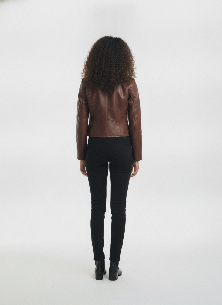 women-coffee-brown-solid-biker-jacket - vton_rear