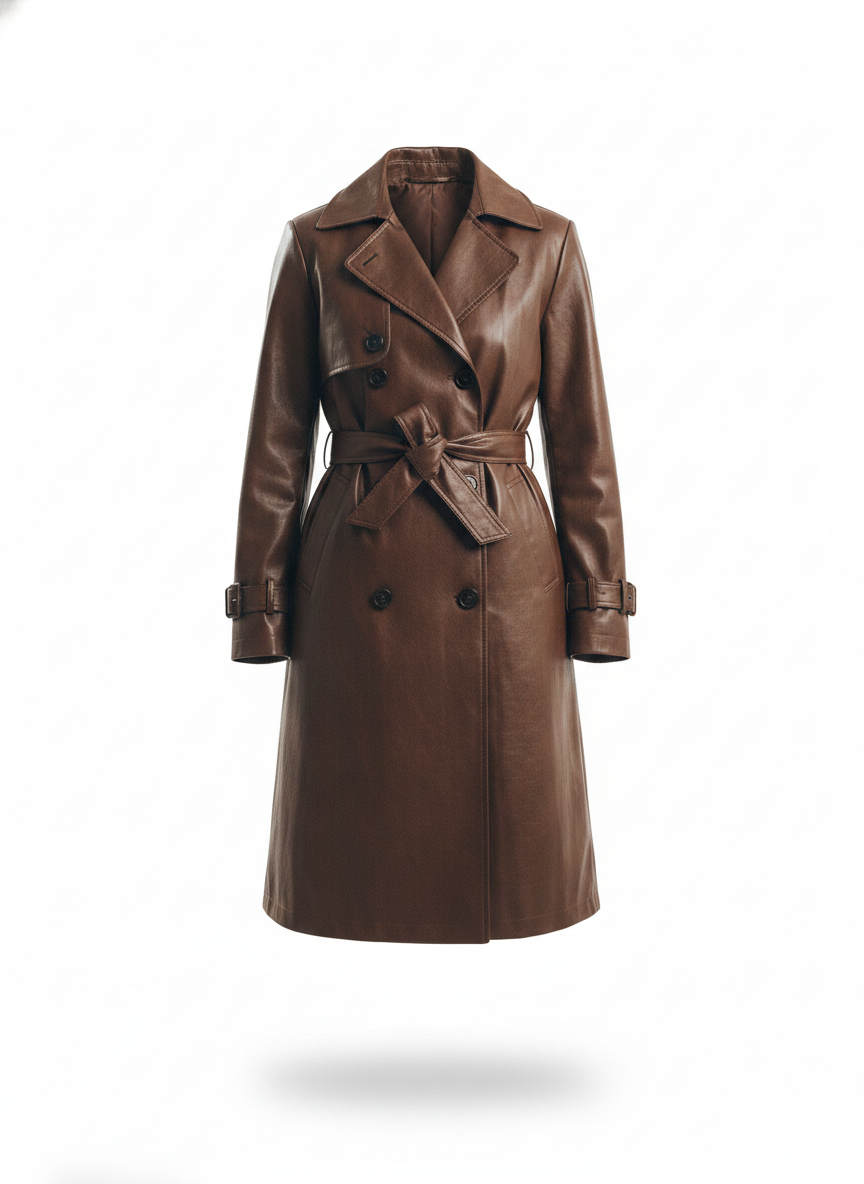 women-coffee-brown-solid-double-breasted-trench-coat - ghost_front