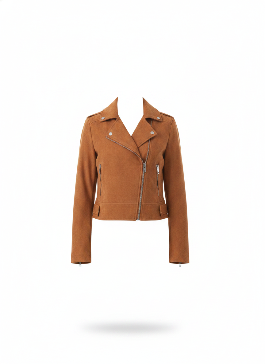 women-orange-camouflage-crop-biker-jacket - ghost_front