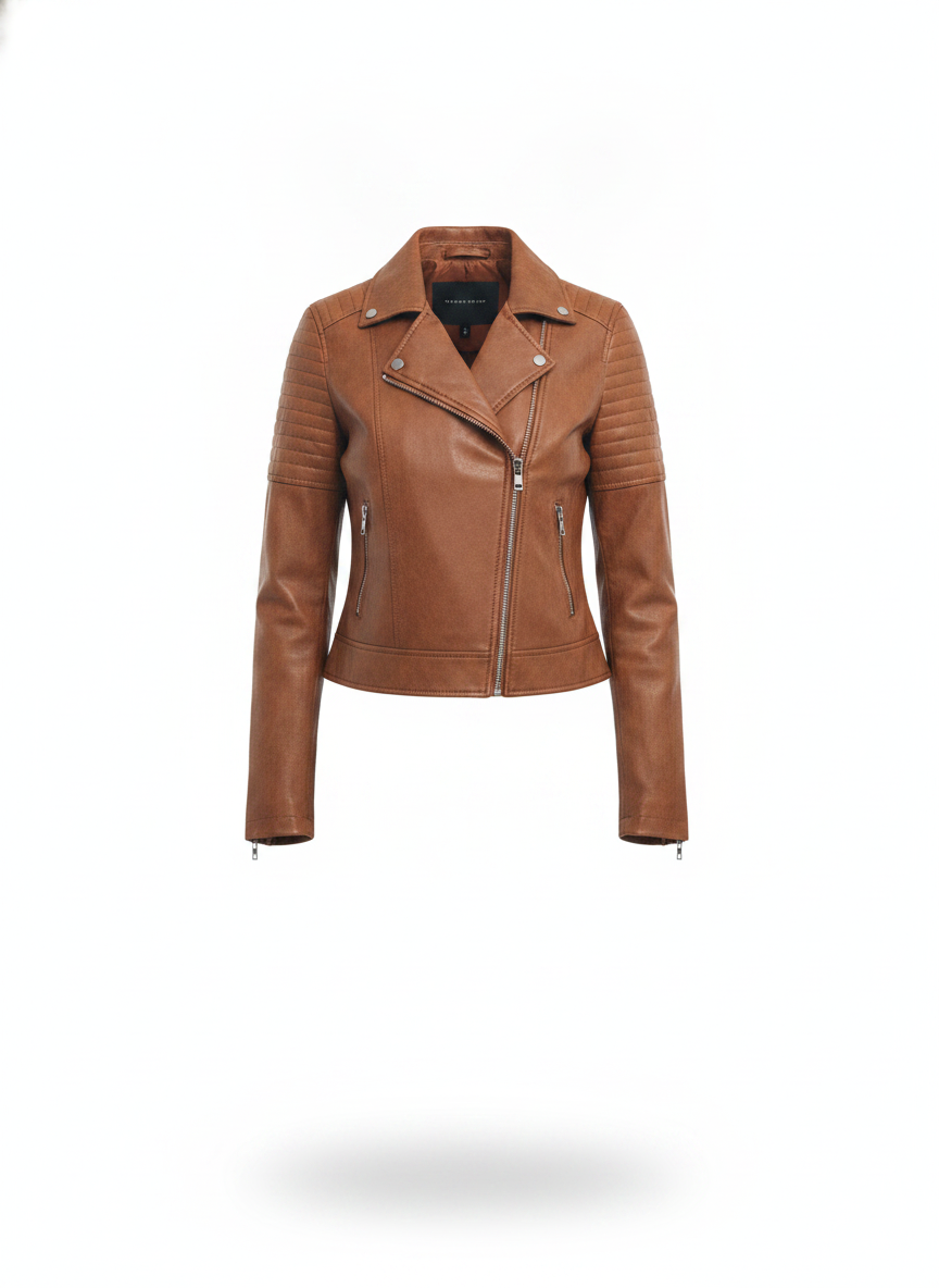 women-rust-brown-textured-biker-jacket - ghost_front