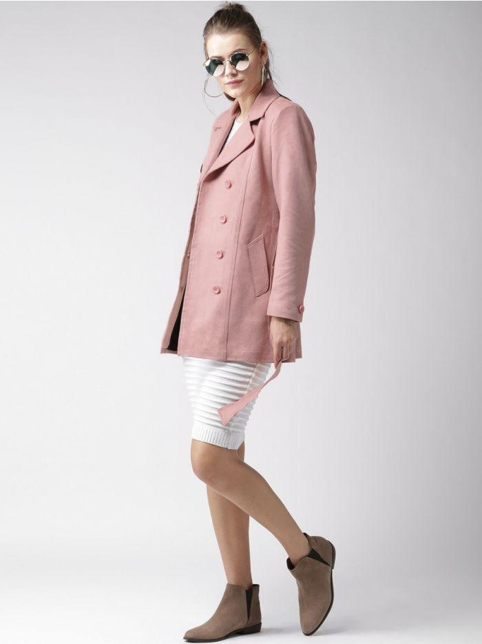 DUSTY PINK SUEDE TRENCH COAT - Qawach Leather