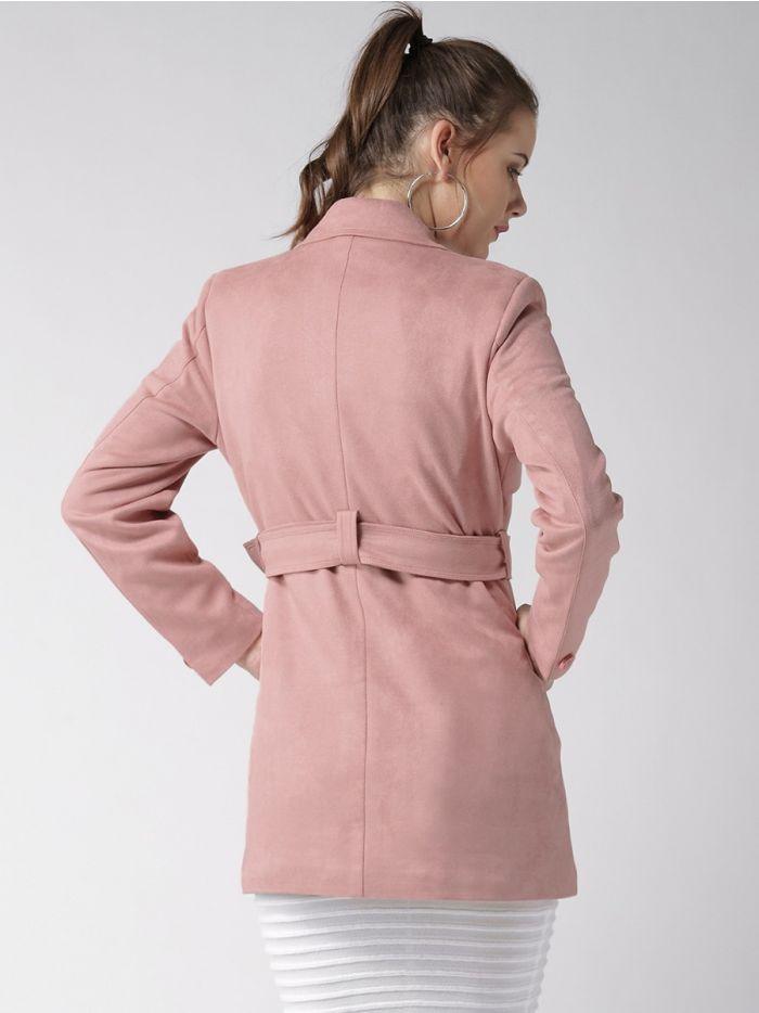 DUSTY PINK SUEDE TRENCH COAT - Qawach Leather
