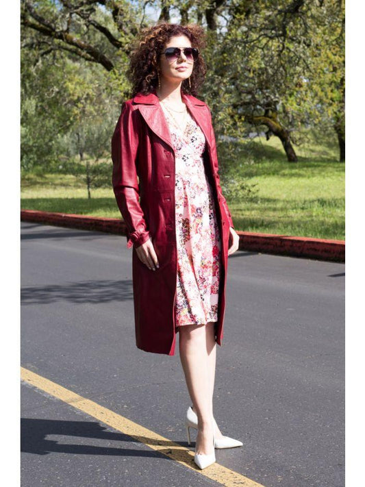 Buy Leather Tench Coat For Women's | QAWACH