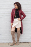 MAROON LEATHER TENCH COAT FOR WOMEN'S - Qawach Leather