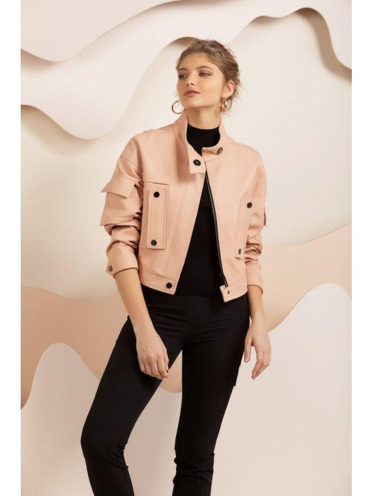 Women Leather Bomber Jacket Online | QAWACH