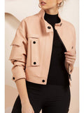 Women Leather Bomber Jacket # 1 - Qawach Leather
