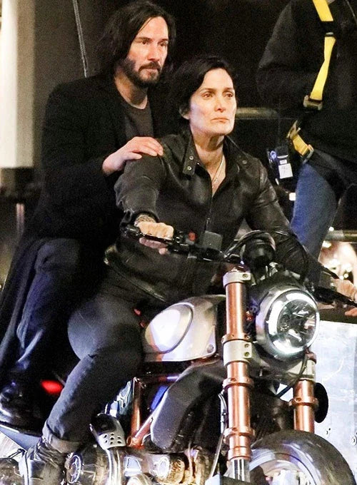 CARRIE ANNE MOSS THE MATRIX RESURRECTIONS LEATHER JACKET




