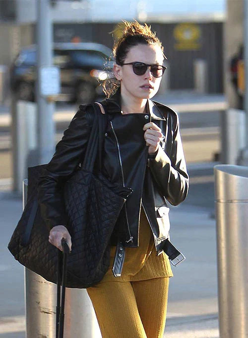 DAISY RIDLEY LEATHER JACKET STYLE # 2












