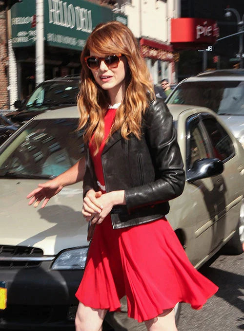 EMMA STONE LEATHER JACKET STYLE #1















