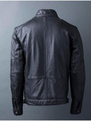 BLACK UNIQUE BIKER LEATHER JACKET - Qawach Leather