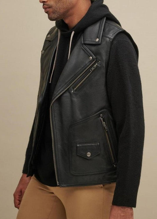 LEATHER BIKER VEST - Qawach Leather