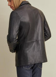 BLACK STRETCH LEATHER BLAZER - Qawach Leather