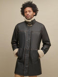 MEN'S CLASSIC BLACK LEATHER FUR COAT - Qawach Leather